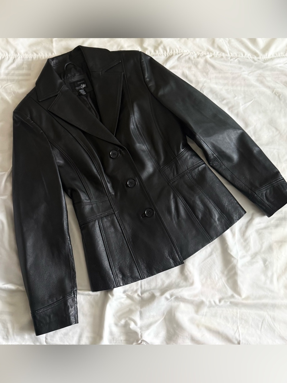Genuine leather black blazer